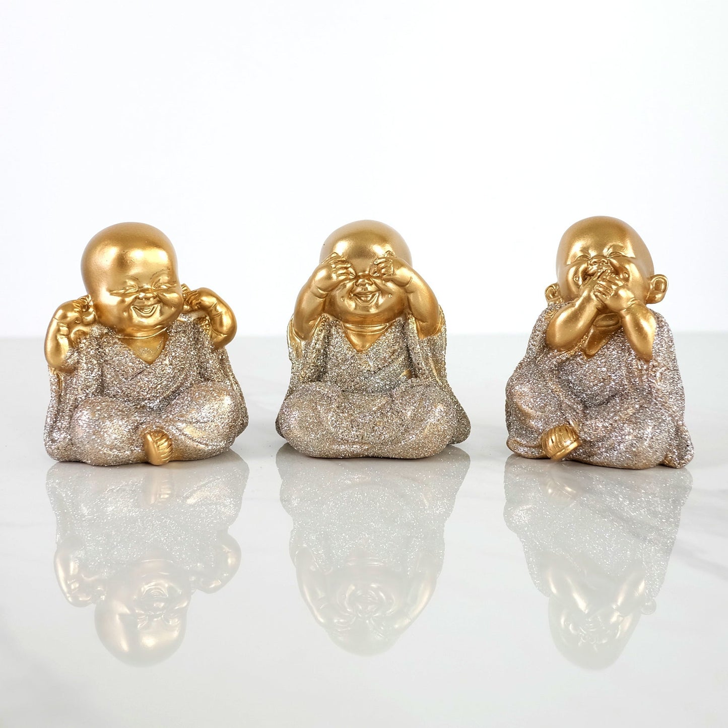 SET OF 3 MONKS 3x3x3 (gold)