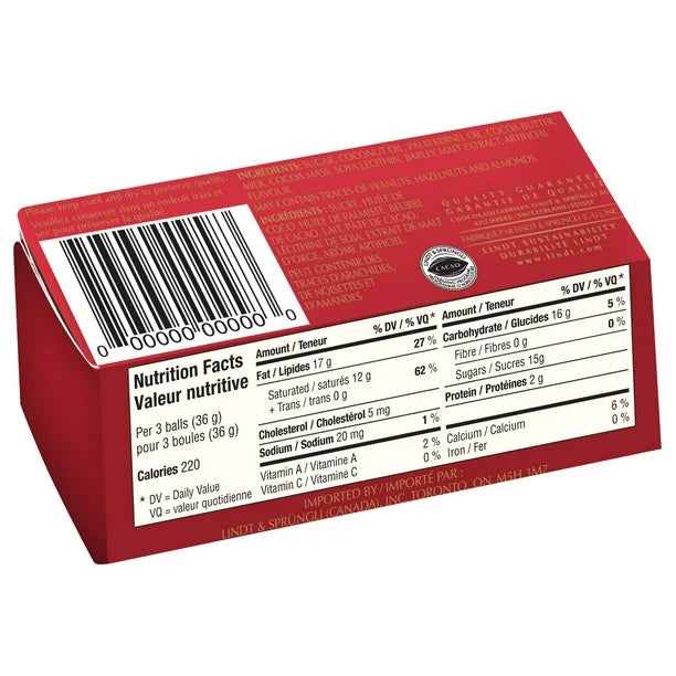 Lindt LINDOR Milk Chocolate Truffles, Count of 3, 36-Gram Box, 3x12g, 36g