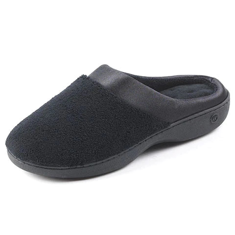 Isotoner Women's Microterry PillowStep Satin Cuff Clog Slippers