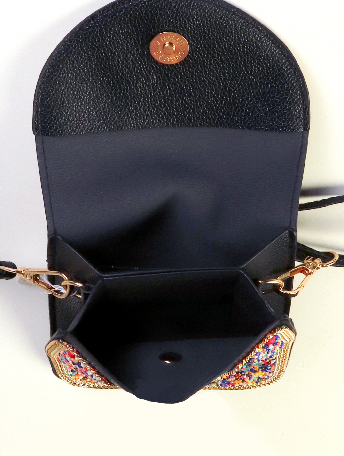 Shell-Hand-made Beaded Faux Leather Mini Purse