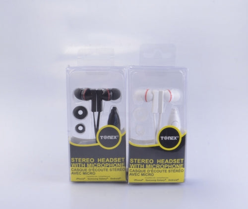 Tonex" "D" Series Stereo Earpieces with Mic and Flat Line, THF-D6