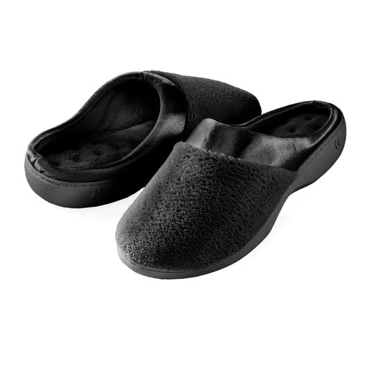 Isotoner Women's Microterry PillowStep Satin Cuff Clog Slippers