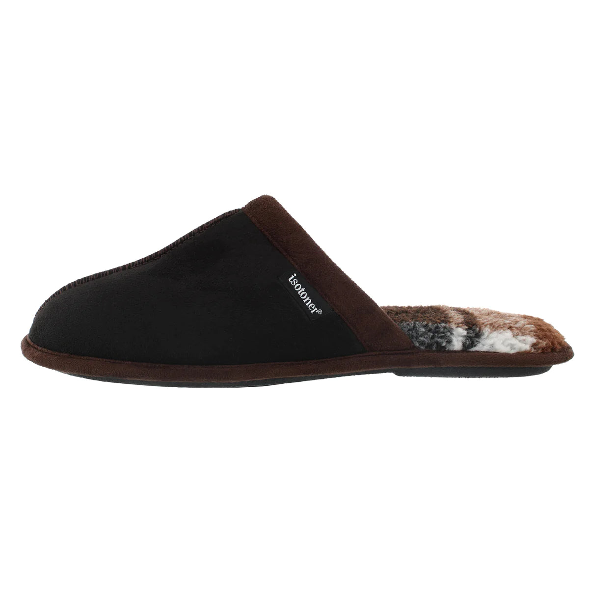 Isotoner Men's Microsuede Slide Slippers with Berber Sock