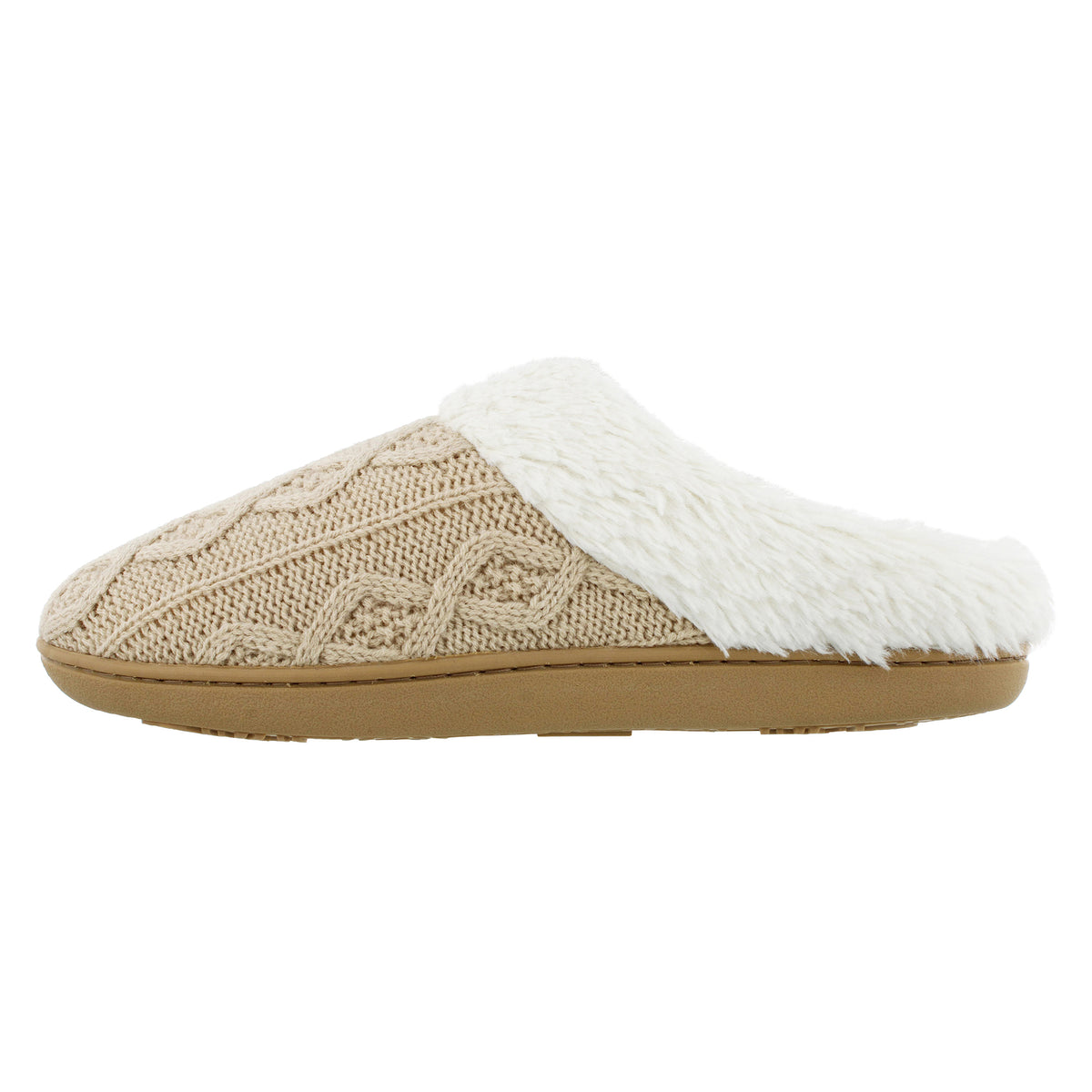 Isotoner Cable Knit Clog Slippers with Sherpa Cuff