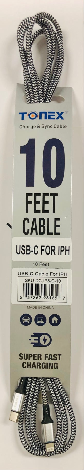 "Tonex" 10FT Lightning to Type C Braided Cable