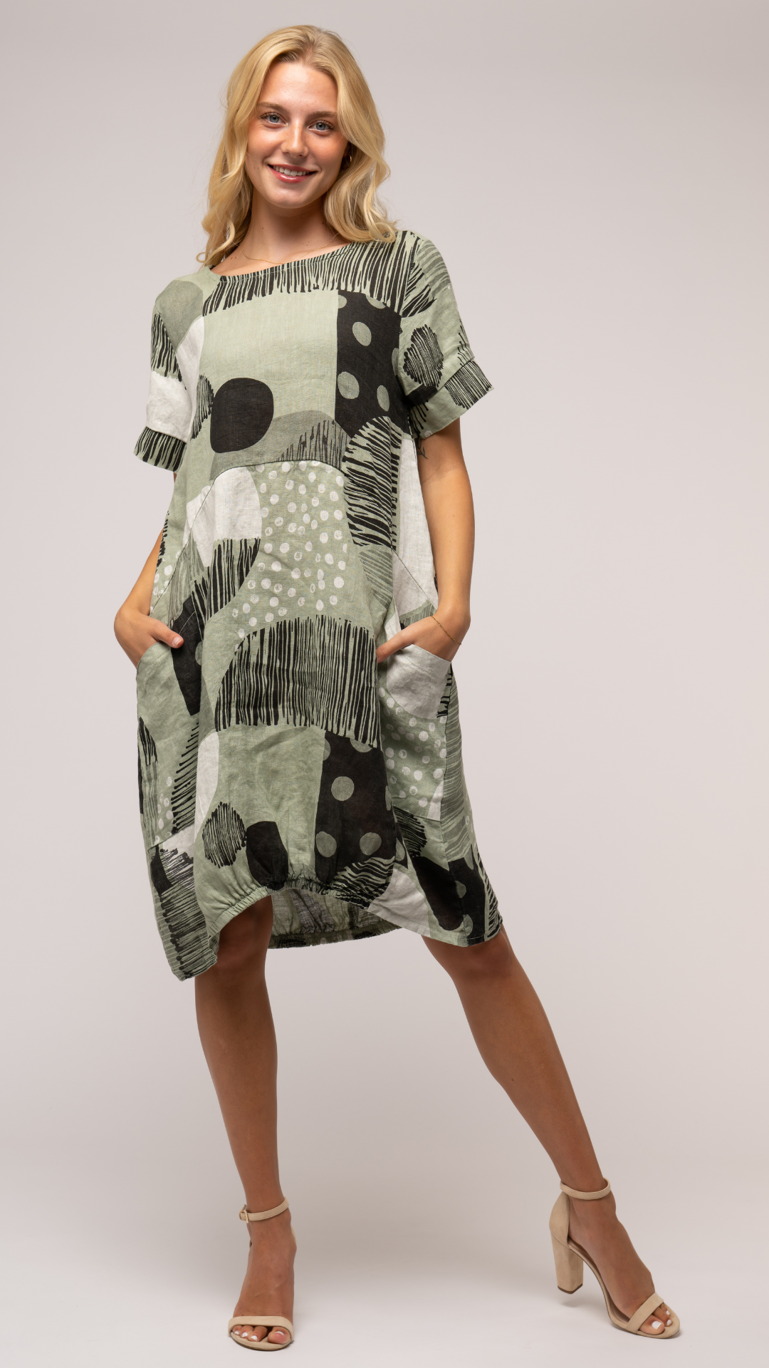 French Linen Dot Print Dress